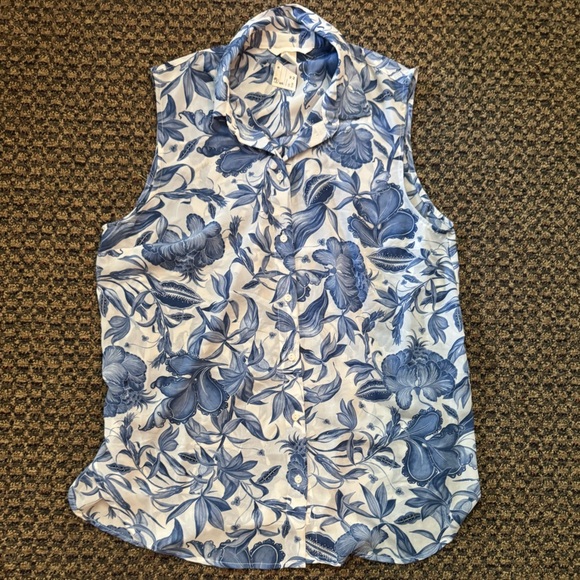 H&M 2 Piece Floral Pant Set Size 10 Blue & White - Picture 2 of 16